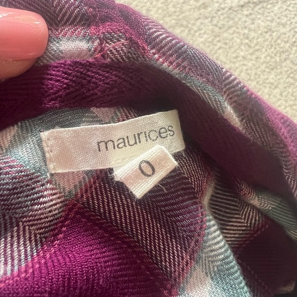 Maurices Purple and White Casual Button Down Shirt - Picture 2 of 3
